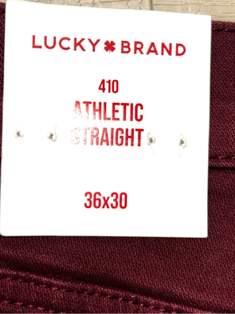 Lucky Brand Men's 420 Athletic Straight Pants in deep maroon - Picture 6 of 8
